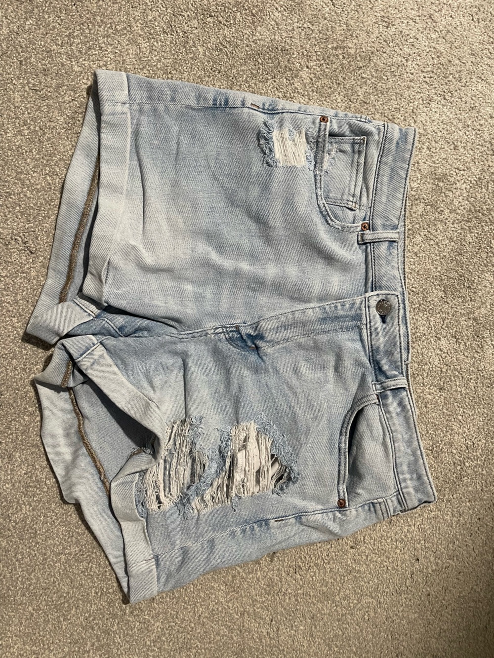 American Eagle Outfitters Light Blue Distressed Denim Shorts